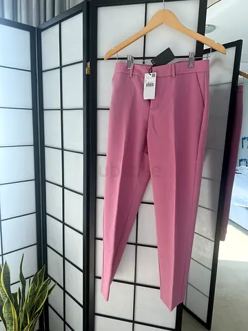 New MANGO Pink Slim Trousers - Size 34 (with tags)