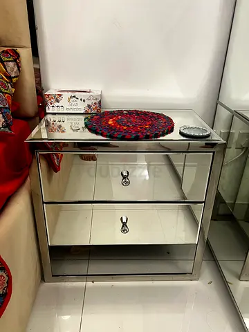 Mirrored 2-Drawer Nightstand / Bedside Cabinet - Good Condition