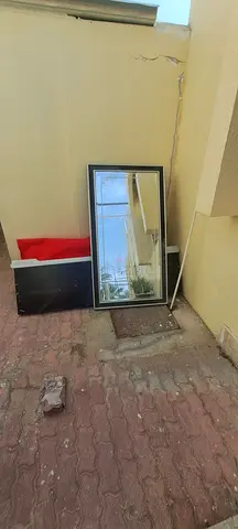 Full-length Framed Standing Mirror - Black/Silver Frame