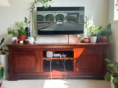Solid Wood TV Cabinet / Sideboard - Classic Dark Finish