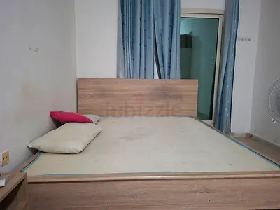 Used Wooden King size Bed Frame with Headboard and mattress- Good Condition
