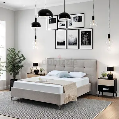 Square padded extra wide queen bed frame