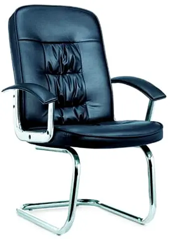 Black Leather Visitor/Meeting Chair with Chrome Frame-454