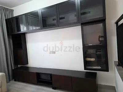 Ikea used Wall-mounted Entertainment Unit with Glass Doors - Dark brown from ikea, besta system