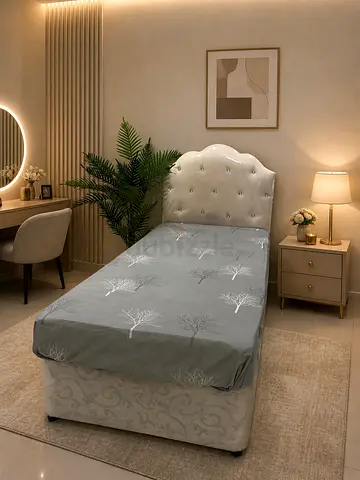 Tufted Cream Headboard Bed Frame (Mattress Not Included)