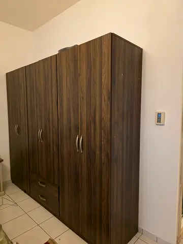 3-Door Wooden Wardrobe with Drawers - Good Condition