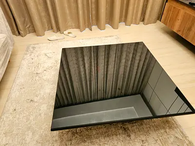 Solid Black table with hidden drawer