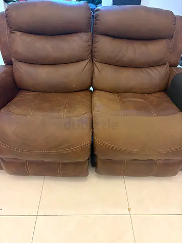Brown Leather Recliner Sofa - 3 + 2 seater (Used, Good Condition - purchased in home centre