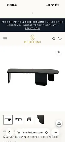 Modern Black Road Island Coffee Table - Minimalist Low Profile