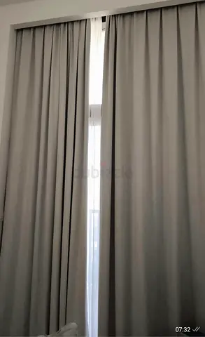 Neutral floor-to-ceiling curtains with sheer panels - full house Salon + 3 Bed room + maid