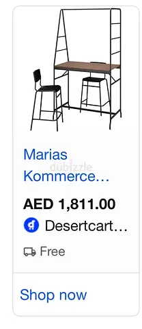 High Kitchen Island Table with Built-in Shelves and 2 Stools (Set)