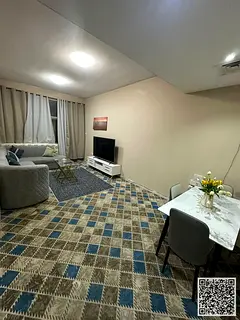 Furnished two-bedroom apartment with a living room for rent in Ajman, Al Rashidiya area. Clean and t