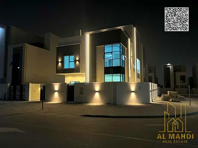 فيلا زاوية للبيع في الحليو 2 عجمان 6 غرف ماستر مع مجلس وصالتين ومطبخين وجلسة على السطح وحوش شامل رسوم التسجيل