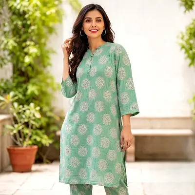 Green Patterned Co-ord Set