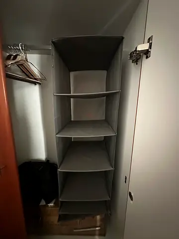 Hanging Fabric Wardrobe Organizer Shelves - Grey, 6 Compartments