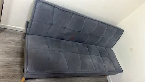 Grey Velvet Sofa Bed / Futon - Good Condition