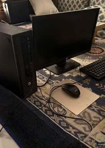كمبيوتر مكتبي hp prodesk 600 g1 sff مع شاشهhp prodisplay p211 وماوس وكيبورد