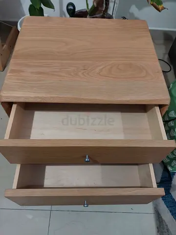 Solid Wood Mid-Century Style Two-Drawer Bedside Table / Nightstand