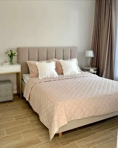 Upholstered Queen Bed Frame with Padded Headboard - Neutral Beige