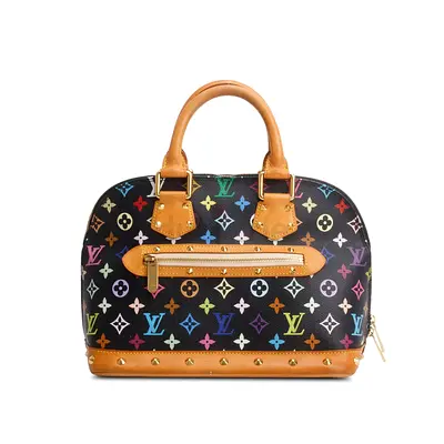 Authentic Louis Vuitton Black Monogram Multicolore Alma PM