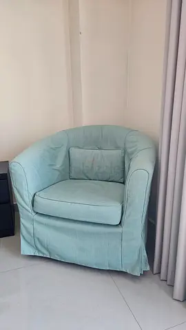 Light Blue Upholstered Armchair — Comfortable Single Accent Chair