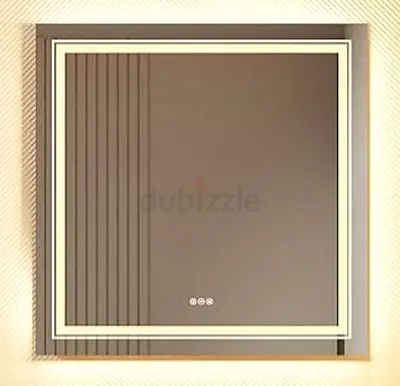 Wisfor Bathroom Mirror with LED Light: 800x800mm Square Dimmable Lighted Mirror with Smart Switch an