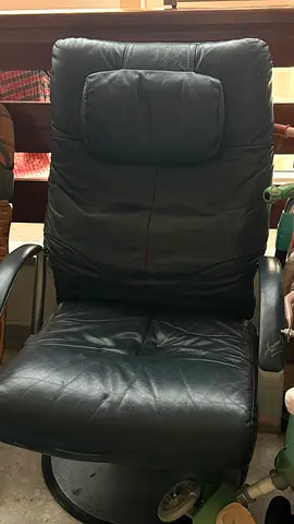 Used Black Leather Recliner Office/TV Chair with Headrest