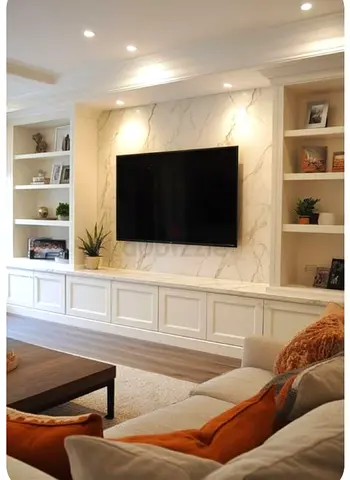 Built-in Entertainment Center with Shelving and TV Mount