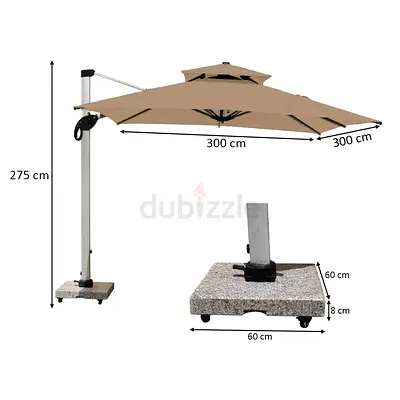 outdoor garden umbrella 3mx3m with stone base