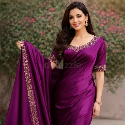 Purple Embroidered 3-Piece Set Dress