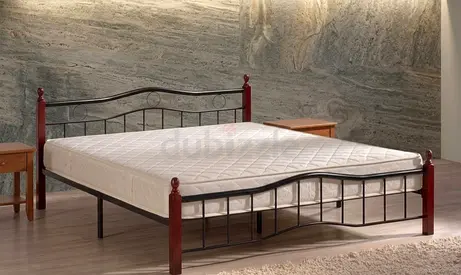 Metal and Wood Double bed with mattress