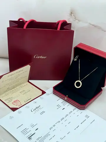 Authentic 18K Gold Cartier Love Pendant 3 Diamonds