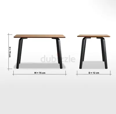 Small Wooden Side Table with Black Metal Legs (75 x 75 x 120 cm)