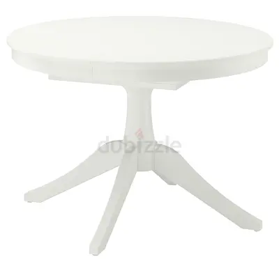 White Round Rosentorp Dining Table - 4 Seater and extendable up to 6 Seater