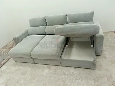 Ikea light grey lshape sofabed with storage space