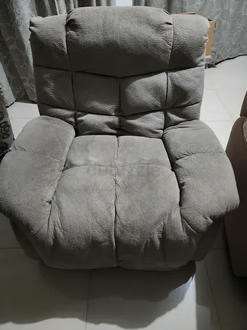 Large Comfortable Single Recliner Armchair — Light Grey, Good Condition