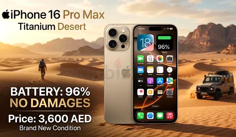 iPhone 16 Pro Max – Desert Titanium Deal  • Color: Titanium Desert • Battery Health: 96% • Condition