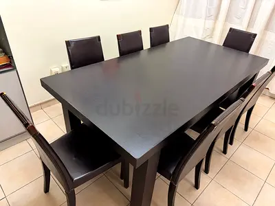 Modern Black Dining Table Set (200x100 cm) with 8 Chairs – Spacious  Elegant