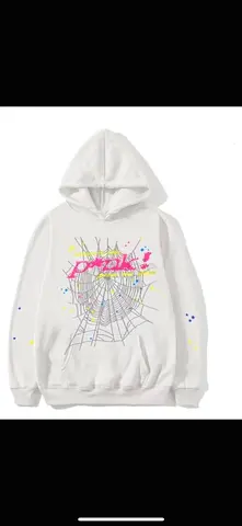 White Graphic Hoodie with Spiderweb Print (Unisex)
