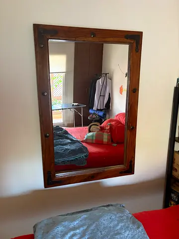 Large Rustic Wooden Wall Mirror - Solid Frame