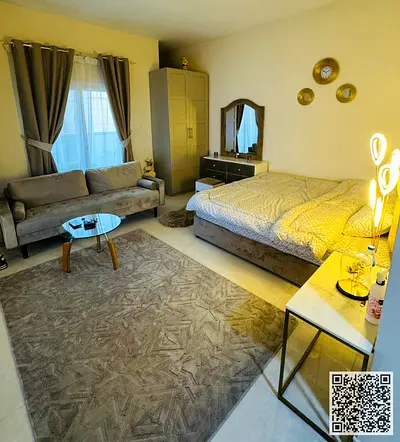 For monthly rent in Ajman - a luxurious studio with a Fully separate kitchen, fully furnished new, elegant furniture and a fully equipped kitchen