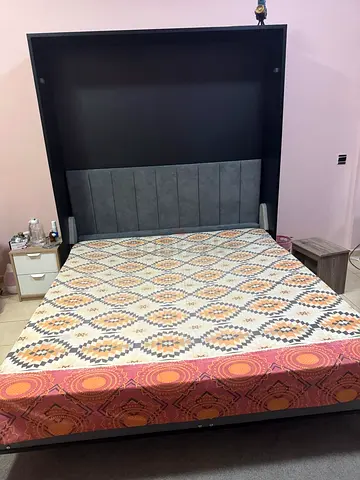 Murphy Wall Bed with Upholstered Headboard - Practical Space-Saving Double Bed