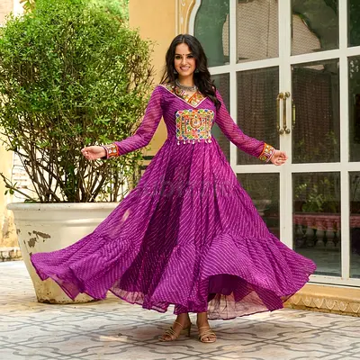 Purple Georgette 2-Piece Set Dress
