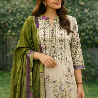 Green Floral 3-Piece Set Dress