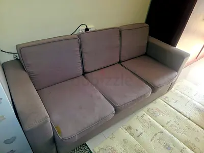 3-Seater Grey Fabric Sofa — Good Condition