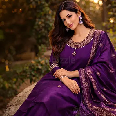 Purple Festive 3-Piece Set Dress