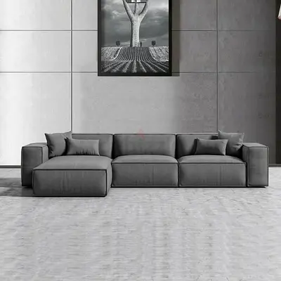 Modern Grey L-Shaped Modular Sofa