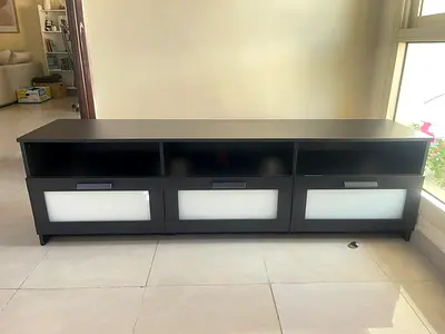 Perfect Condition Ikea Black Long TV Unit 180x41x53cm. No defects pick up from khalifa city A