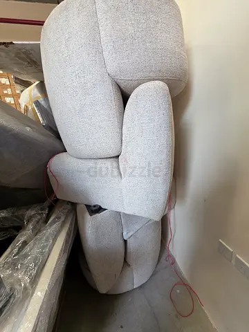 Pan Emirates - 2x Beige Curved Bouclé-Style Sofas