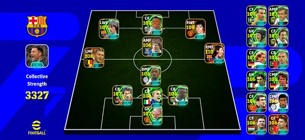 eFootball/FIFA Ultimate Team lineup screenshot — FIFA style mobile game account for sale